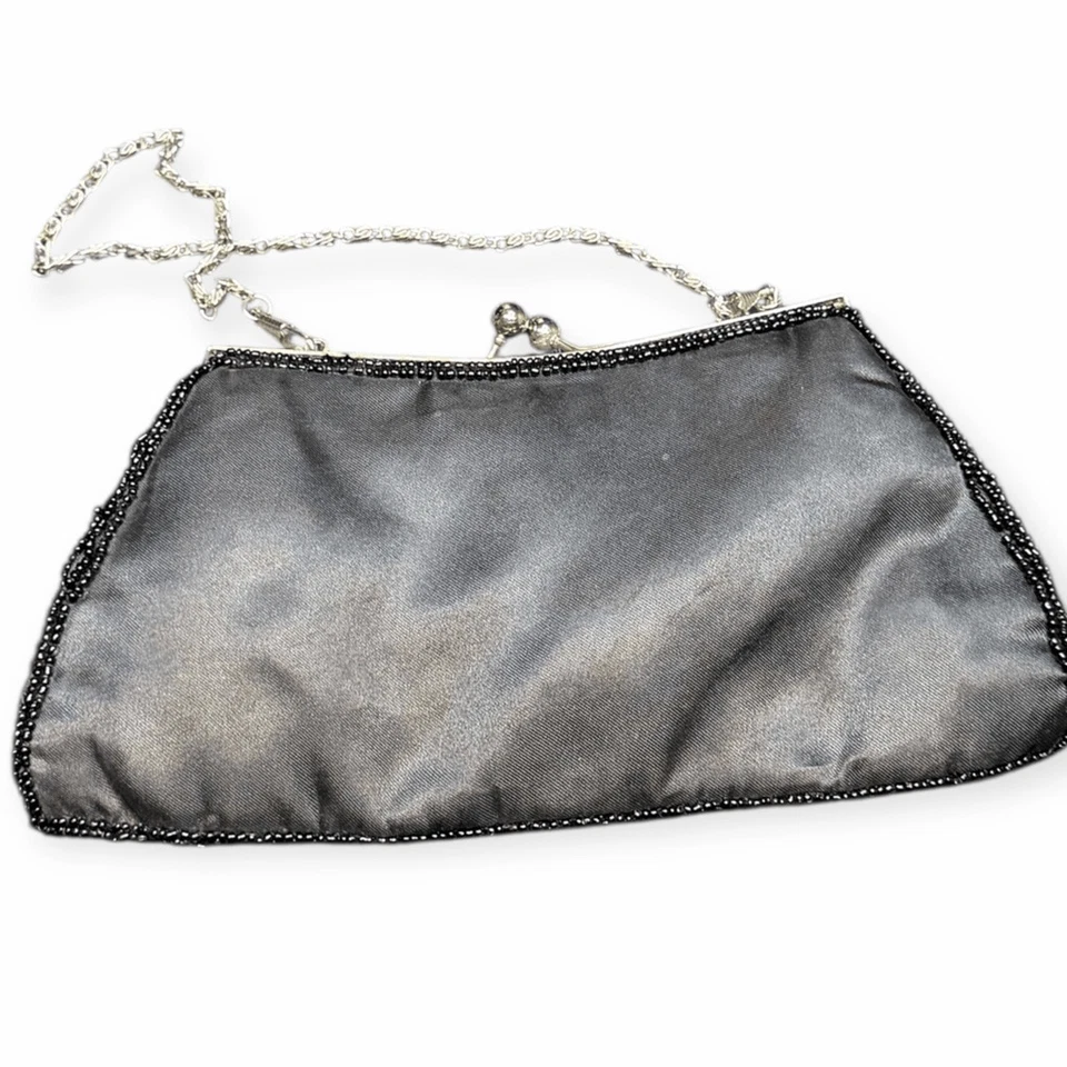 VINTAGE BIJOUX TERNER Women’s Black Multicolor Beaded Floral Evening Clutch Purs - Image 2 of 4