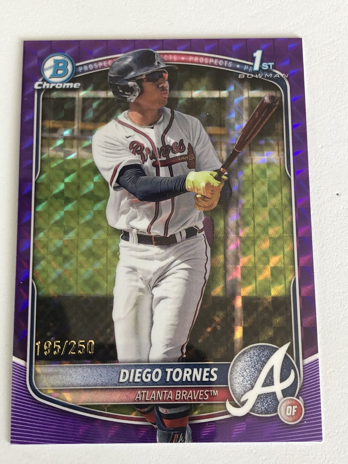 2025 Bowman Chrome Diego Tornes Fuchsia Geometric Refractor 1st #/299 Braves