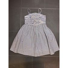 Polo Ralph Lauren Girls Blue White Striped Cotton Sun Dress Size 5 Nautical