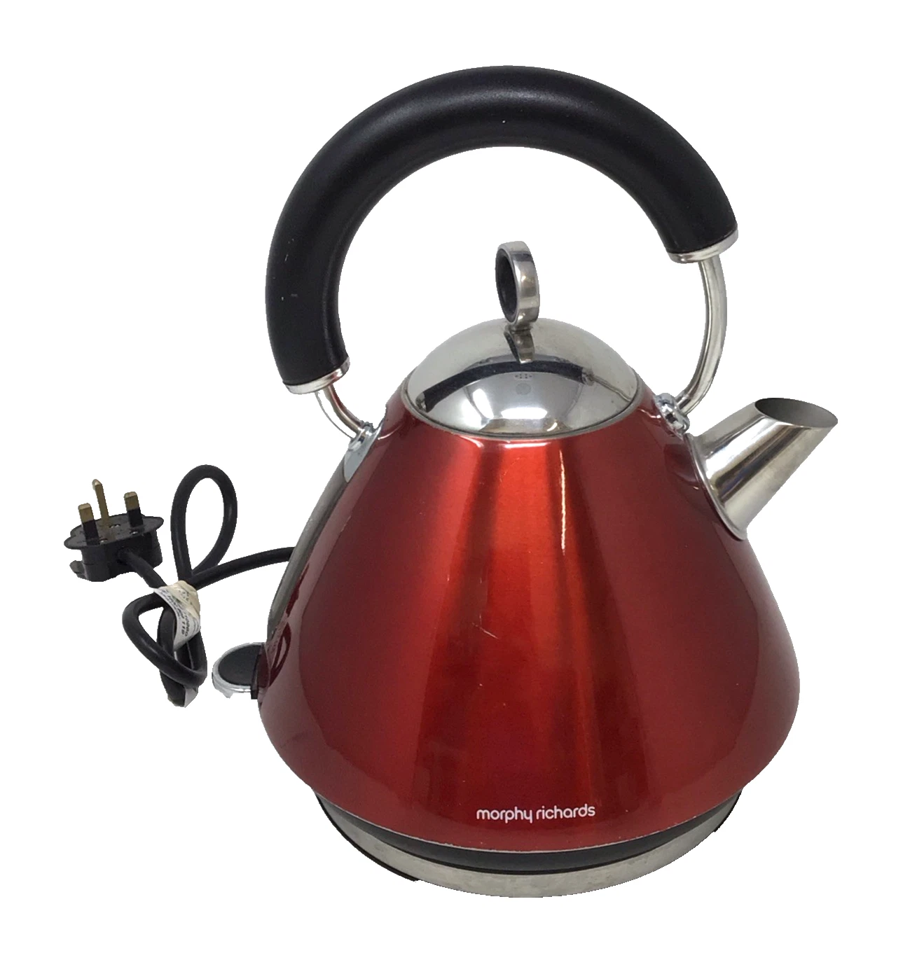 Morphy Richards Kettle 1.5L Pyramid, 360 Base, Accent Metallic Red Model 43772