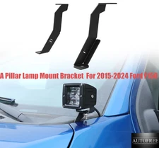 Pair A-Pillar Mount Brackets For 2015-2024 F-150 Hood Ditch Lights Bracket Kit