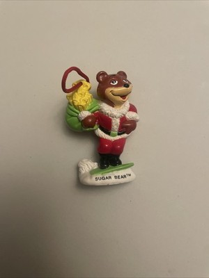 VTG SUPER SUGAR CRISP SANTA CLAUS SUGAR BEAR SURFING CHRISTMAS ORNAMENT  1993