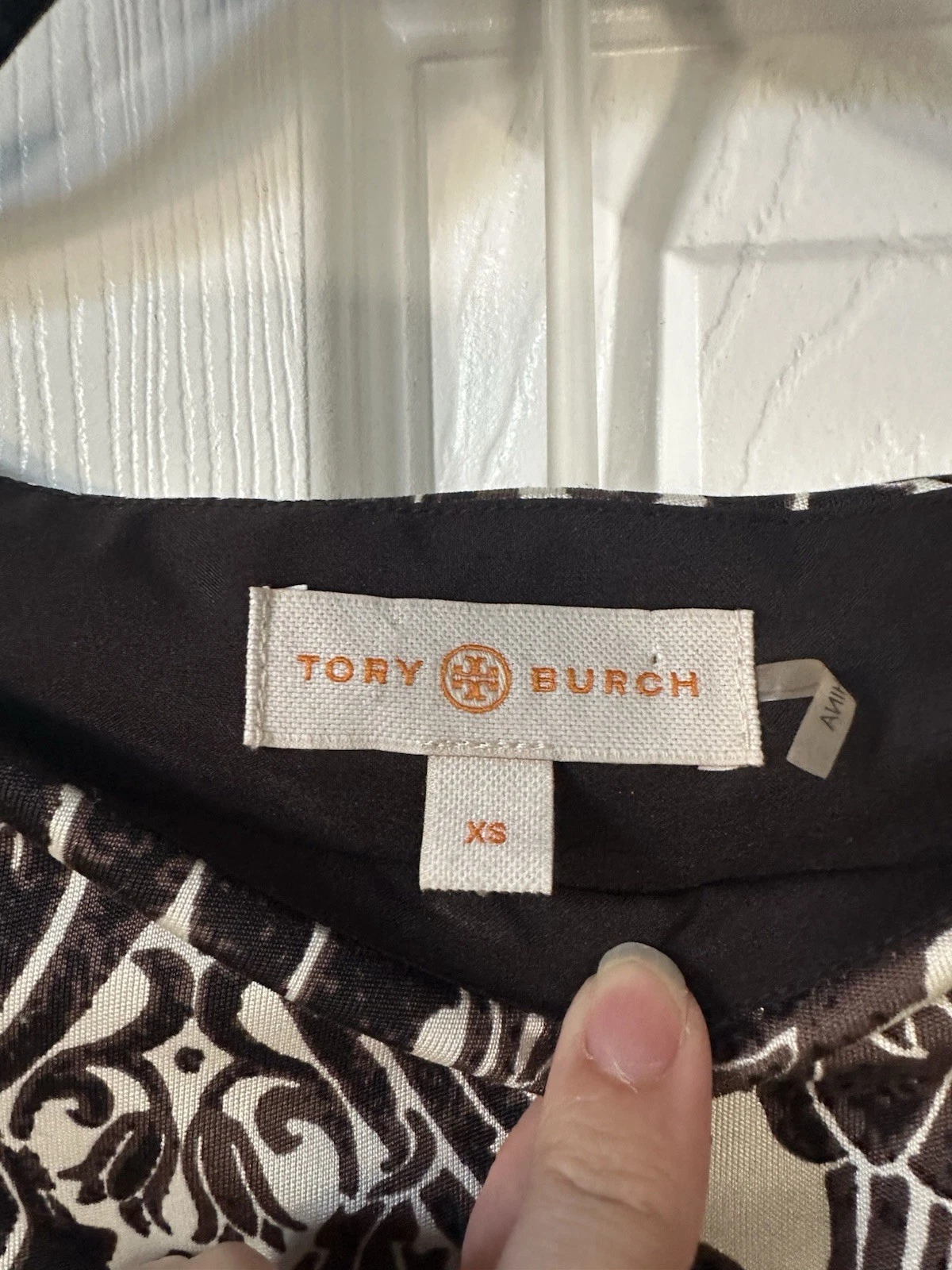 Abito Tory Burch senza maniche Odila avorio arabesco seta avvolgente taglia XS