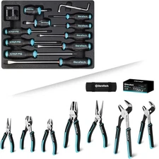 DURATECH 7-Piece Pliers Set & 12-Piece Magnetic Screwdriver Black 