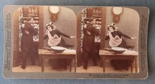 Vintage Stereoscope Card Footsteps "My Wife! Mum's the word"