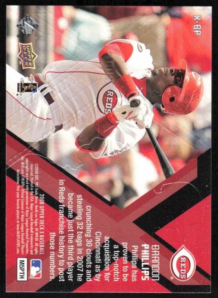 2008 Upper Deck X Xponential #X-BP Brandon Phillips - Image 2 of 2