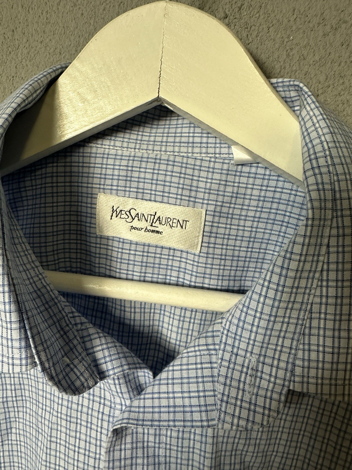 Camicia uomo vintage Yves Saint Laurent a quadri manica corta con bottoni taglia L