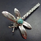 LUCKY Sterling Silver DRAGONFLY PIN/BROOCH with TURQUOISE Cabochon