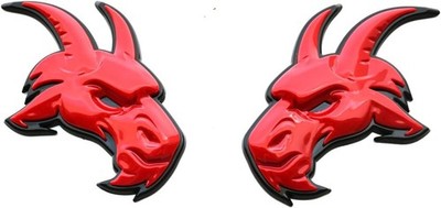 Pair Custom Head Emblems 3D Badges for TRX Ram 1500 Fender Badge Hellcat Red