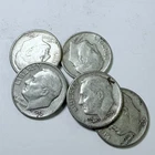 ROOSEVELT SILVER DIMES LOT OF 5 - 90% SILVER FREE SHIPPING #7881