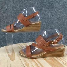 Coach And Four Sandals Womens 6 Colombia Casual Strappy Wedge Slingback Brown