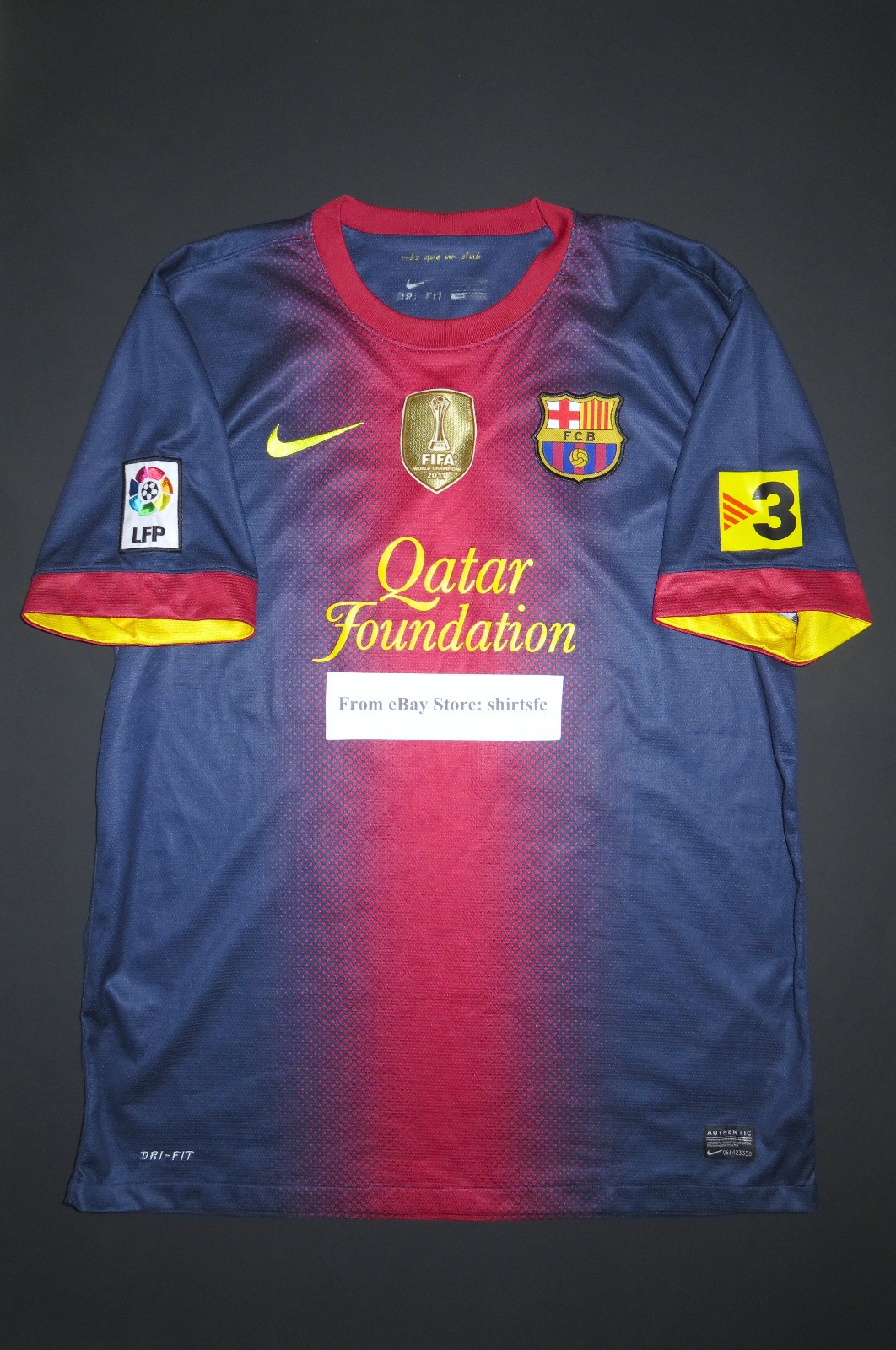 2012-2013 Nike Authentic Barcelona Jersey Shirt Kit Lionel Messi Argentina TV3