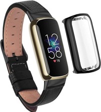 Elegant Slim Leather Compatible for Fitbit Luxe Watch Band,Strap Wristband, Soft