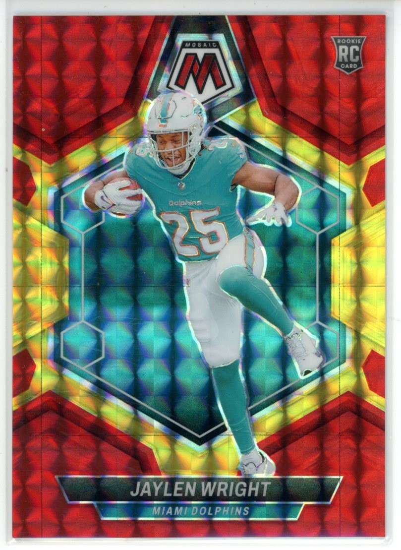 2024 Panini Mosaic Jaylen Wright Fusion Red and Yellow Choice RC   /80