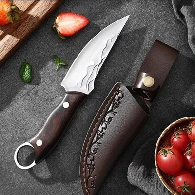 New 2pcs Stainless Steel Boning Knife Meat Cleaver Kitchen Handmade Forged Chefs