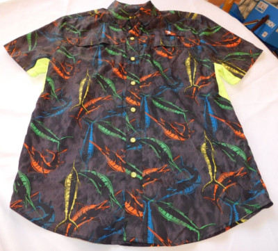 Reel Legends Performance Men's Short Sleeve Button Up Shirt Size see measurement