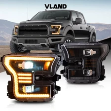 VLAND LED Projector Headlights Fit Ford F150 2015-2017 w/Sequential Turn Signals