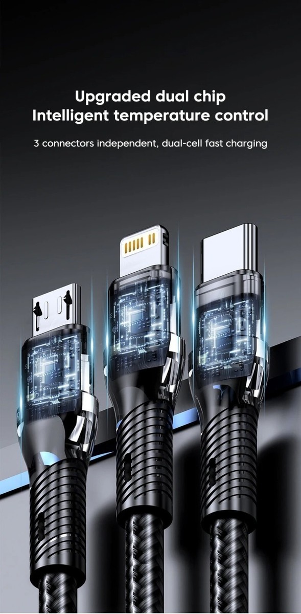 3 In 1 USB Fast Charging Cable Universal Charger For Micro USB-C IPhone 11 12 13