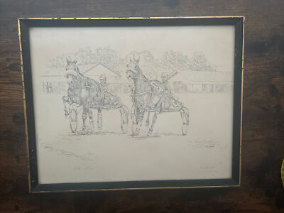 Tony Oswald Hand Signed & Titled ''Trotter vs Pacer'' Art Lithograph Collectible