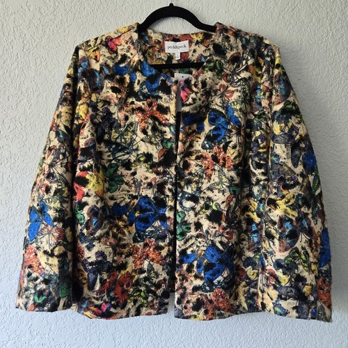 Peck & Peck L Textured Butterfly Blazer Jacket
