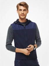 MICHAEL KORS Navy Blue Men's Cotton Hooded Vest  Size XXL L109614