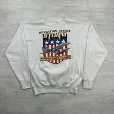 Vintage 90s Operation Desert Storm Sweatshirt Size XL White Military Troops Crew