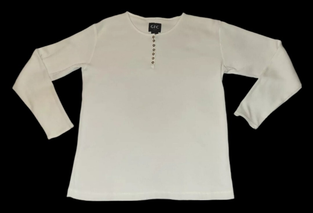 Vintage GFC Ribbed White Long Sleeve Crew Neck Knit Sweater Women's Size L