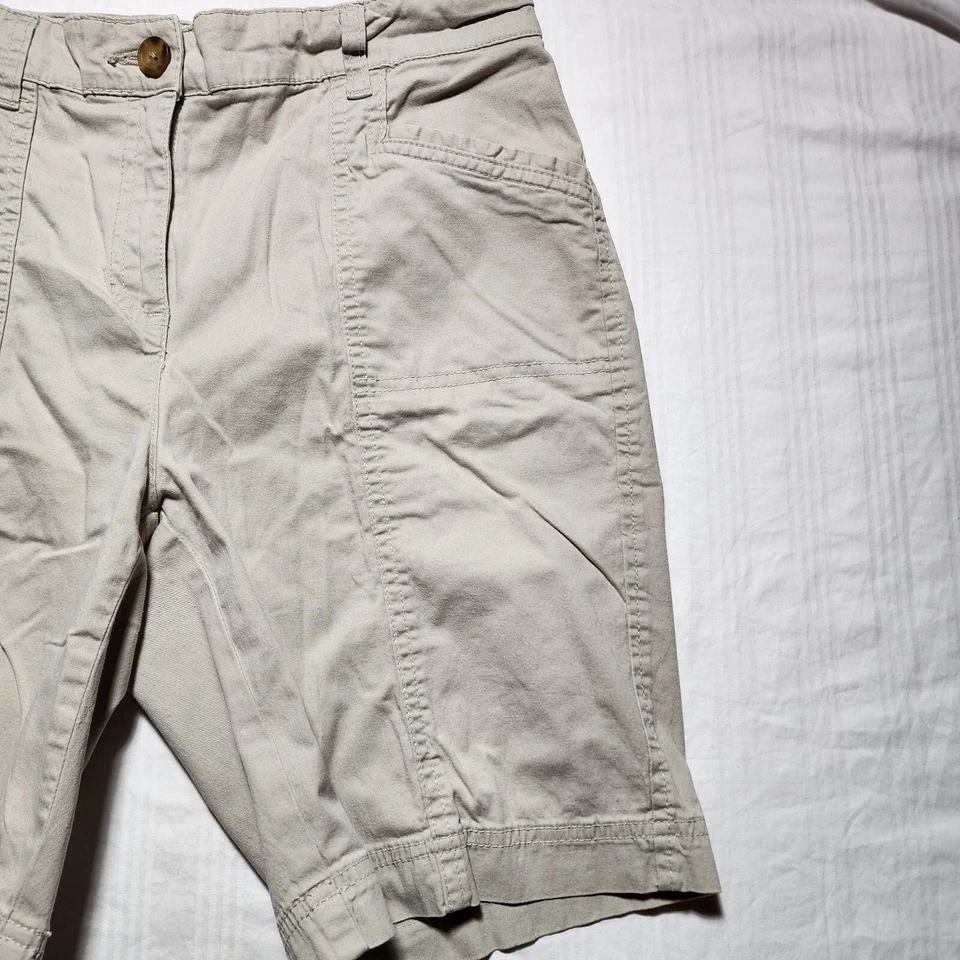 Pantalones Cortos Karen Scott Mujer Talla 8P Pequeño Beige Caqui Cremallera Botones Bolsillos Foto 3 de 4