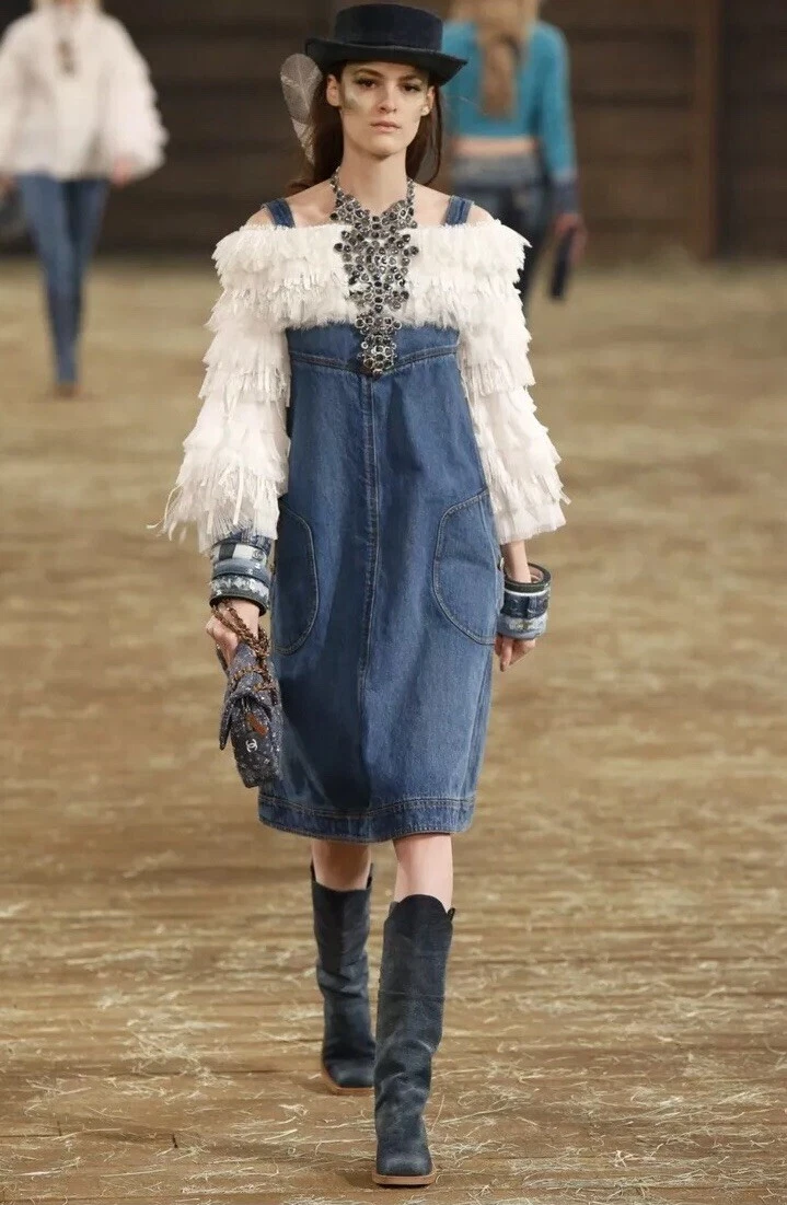 Abito CHANEL CC Pre Autunno 2014 Parigi Dallas Blu Denim