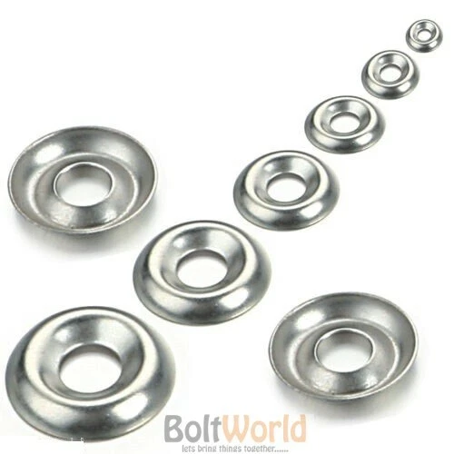 BOLT WORLD No.6 8 10 12 STAINLESS STEEL A2 STEEL CUP WASHERS TO FIT COUNTERSUNK SCREWS BOLT