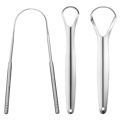 3 PCS Metal Tongue Scraper, Tongue Scrapers for Adults Kids, Stainless Steel