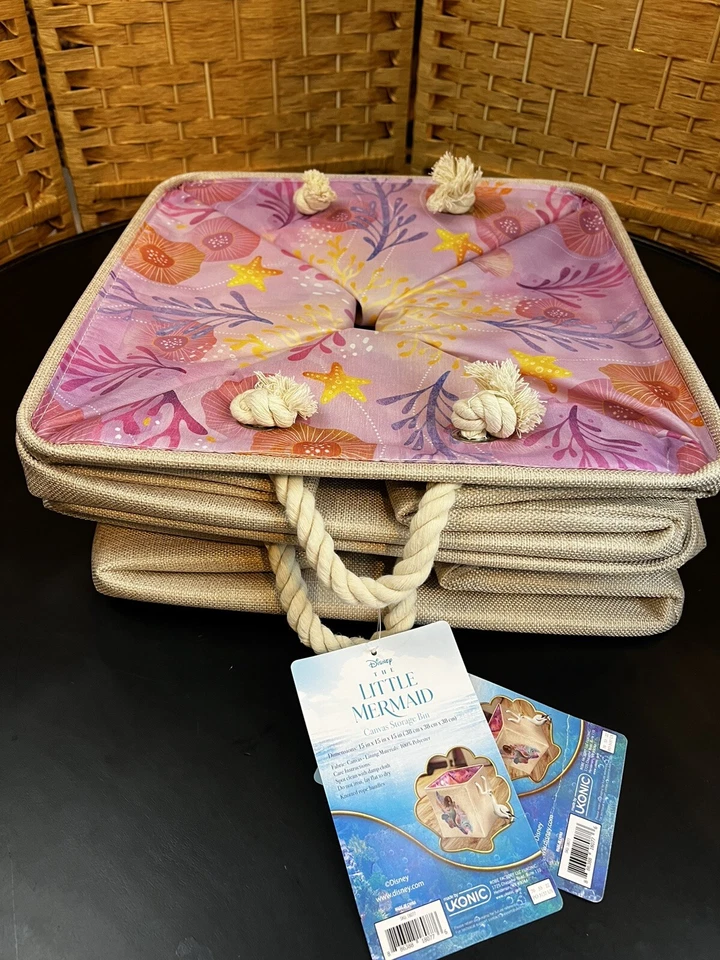 ¡JUEGO DE DOS! ARIEL LITTLE MERMAID XL Juguete Almacenamiento TOTES/Contenedores Habitación Niñas REGALO Foto 2 de 4