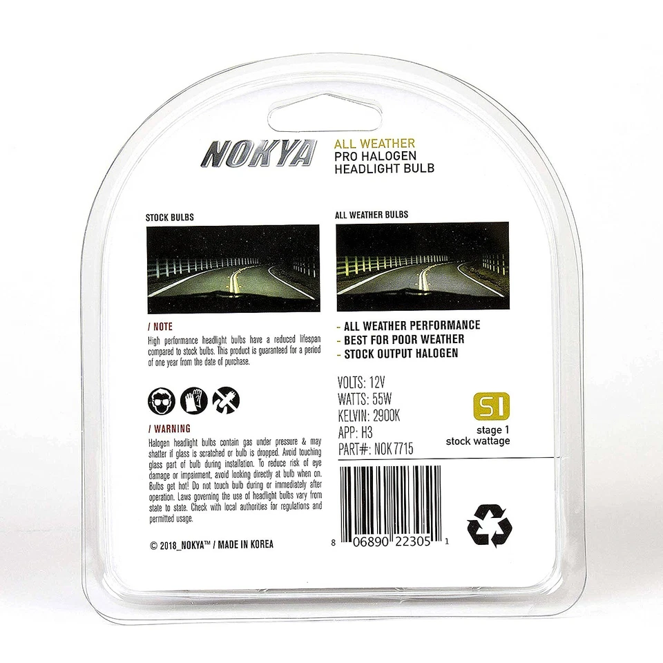 Nokya H3 All Weather S1 55W Halogen Headlight Fog Light Bulb NOK7715 1 Pair - Image 2 of 4
