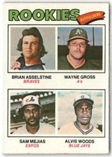 1977 Topps #479 Rookie Outfielders (Asselstine / Gross / Mejias / Woods)