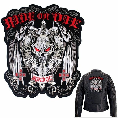 Brodé Crane Ironing Correctifs à Repasser Motard Moto Veste Unique Rock