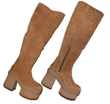 UGG Women's New Heights Platform Xtra Tall Heel Suede Boots SZ 9 NIB CHESTNUT