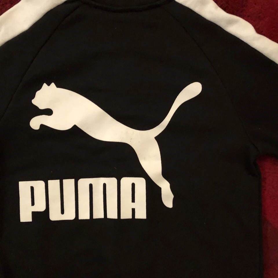 Chaqueta deportiva Puma de manga larga con cremallera en blanco y negro con logotipo talla 7 Foto 4 de 4