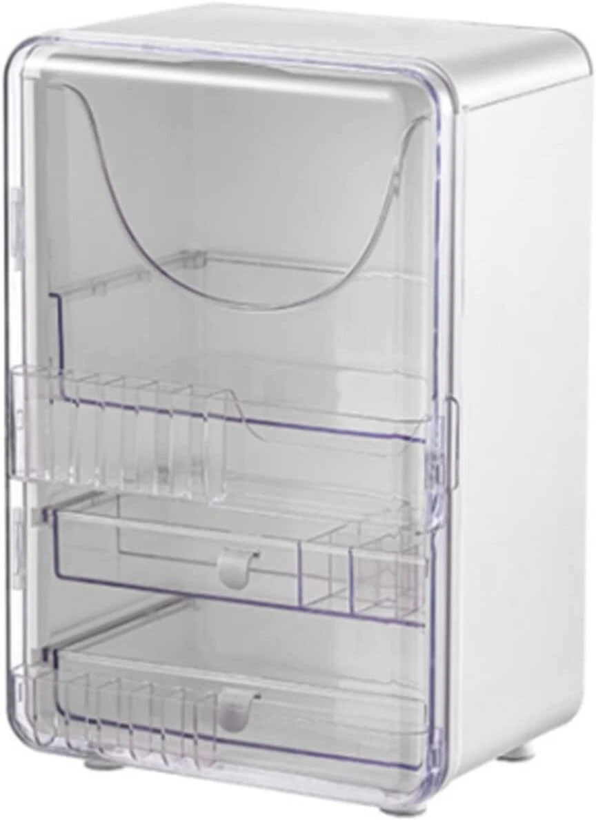 Large Waterproof Dust-proof Double-Door Makeup Organizer with 2 Drawers 11x8x16