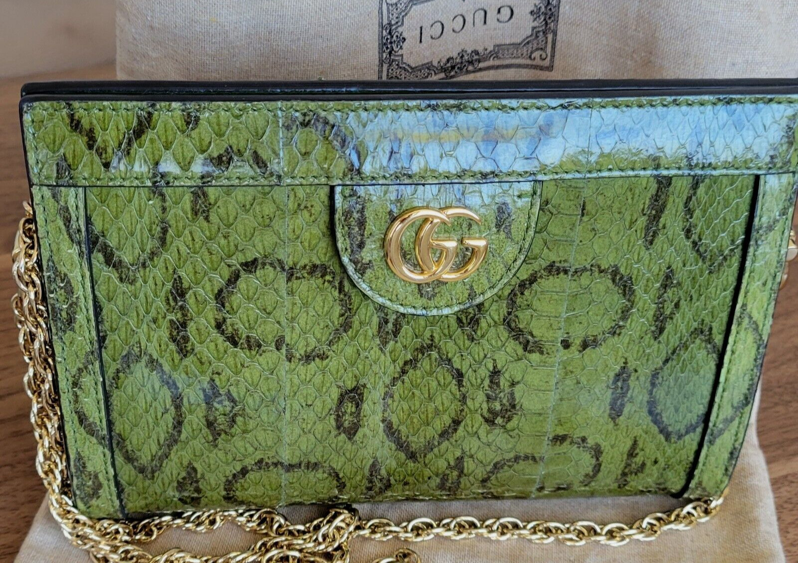 Gucci Ophidia Snake Python Gold Chain Shoulder Cr… - image 1