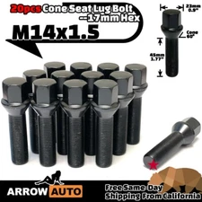 20x Black M14x1.5 Lug Bolt 45mm Fit BMW 04-07 X3 &Exotic Car With 15-20mm Spacer