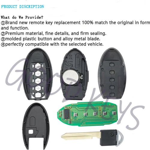 Llave para Nissan Murano Pathfinder 2013 2014 15 2016 Mando a distancia Llavero S180144008 5B Foto 3 de 4