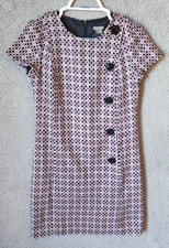 Ann Taylor Women's Cap Sleeve Sheath Dress Button Front Tweed Purple Size 4