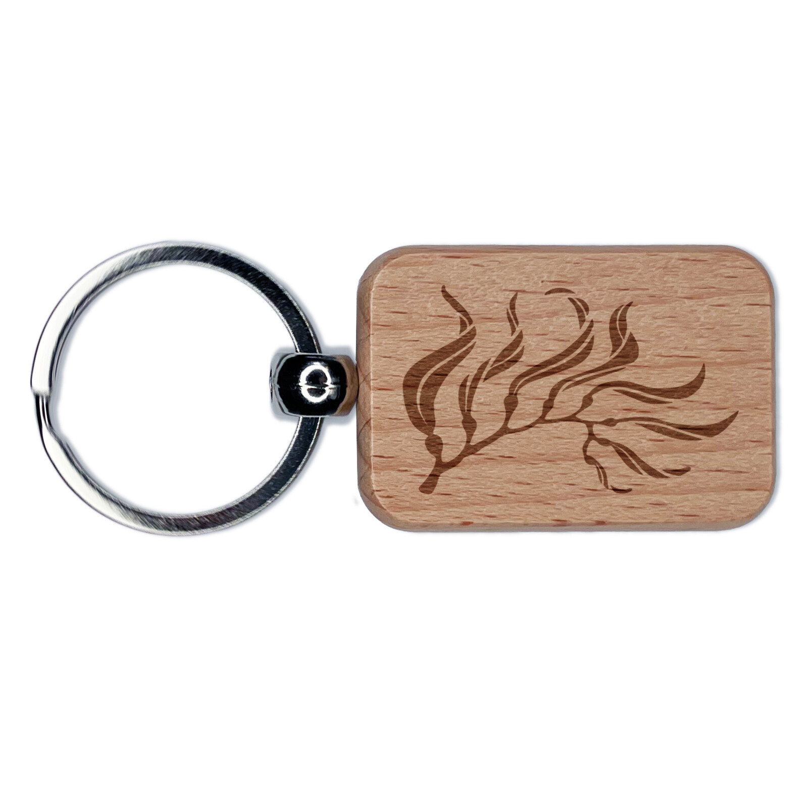 Kelp Seaweed Ocean Plant Vegetation Engraved Wood Rectangle Keychain Tag Charm