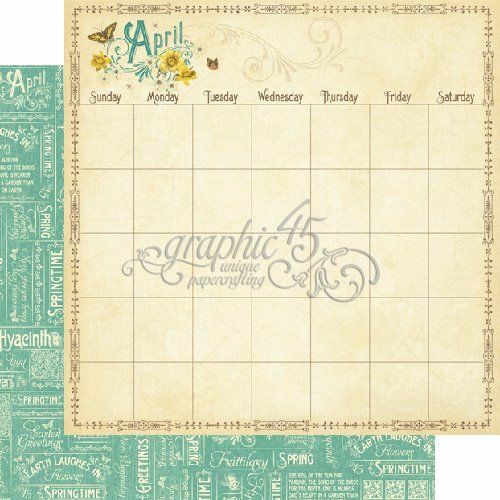 GRAPHIC 45 "TIME TO FLOURISH" 8X8 CALENDAR PAPER PAD RETIRED SCRAPJACK'S PLA - Picture 5 of 12