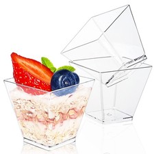 Vasitos de pl stico cuadrados postre, vaso de parfait de 3.5 oz para aperitivos
