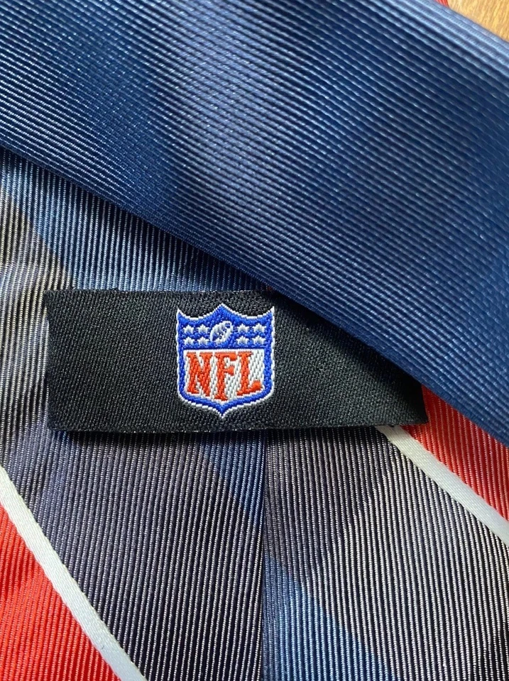 New England PATRIOTS NFL Tie Blue Red Stripes Logo  - Image 2 of 4