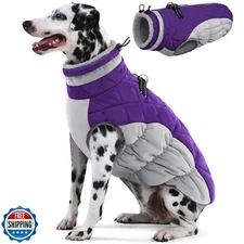 AOFITEE Dog Coat, Warm Dog Jackets for Large Dogs, Reflective Turtleneck Dogs