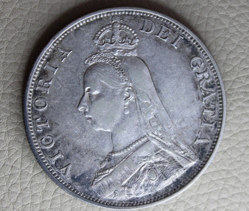 * 1888 SILVER DOUBLE FLORIN QUEEN VICTORIA CLEANED RETONING #TBF29 - Picture 5 of 8