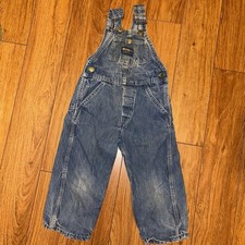 Vintage 1960s Union Made OshKosh B'gosh blue denim overalls with green buttons