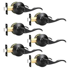 6 Pack Privacy Door Levers Interior Door Handles Black Lever Handles Keyless ...